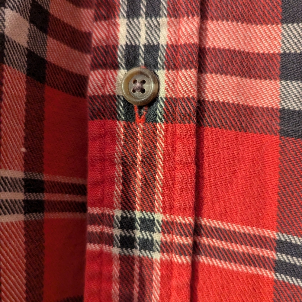 Polo Country Shirt Vintage Ralph Lauren Men's Red Plaid Button Down Rare Fraying - Picture 2 of 12